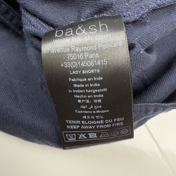 BA&SH Mustang Night Blue Navy Cotton Paperbag Shorts sz 1 / S - Picture 10 of 13